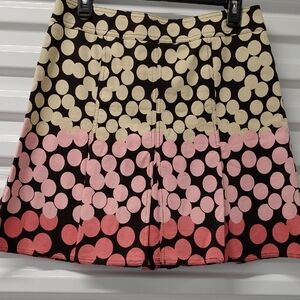 Y2K 90's POLKA-DOT OMBRE FUN  PLEATED CHOCOLATE BROWN A-LINE SKIRT SZ 6 By INC